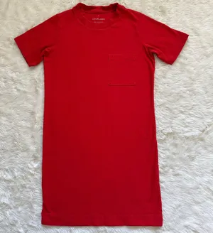 Everlane Dress The Weekend Tee Pocket Crewneck Short Sleeve Red XXS thumbnail 5