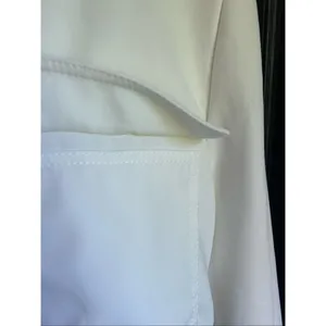 Zara Cream Linen Blend Snap Button Mock Neck Cropped Bomber Varsity Jacket L thumbnail 13