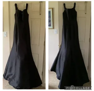 Size 10 JVN Jovani 3245 black off shoulder fit and flare mermaid formal dress thumbnail 2
