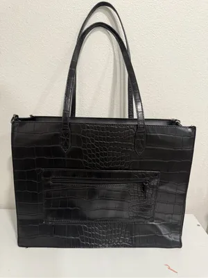 BEIS The Work Tote in Black Croc-Embossed Faux Leather thumbnail 6