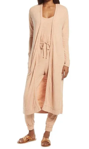 Free People FP Beach Sweater Bi-Coastal Cardigan Duster Papaya Sun Sz S thumbnail 1
