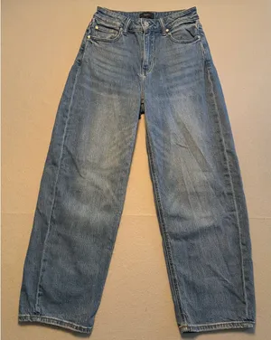 Quince Stretch Bella Stretch Barrel Jeans Atlantic Blue Organic Cotton Size 27 thumbnail 1