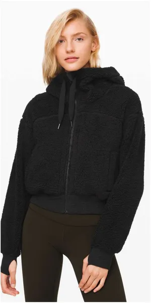 Lululemon Short Sweet and Sherpa Jacket Heathered Core Black Size XS Reversible thumbnail 1