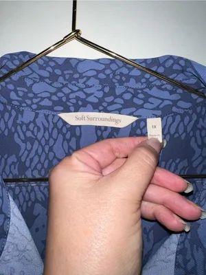 Soft Surroundings Blue Patterned Long-Sleeve Shirt Dress 1X thumbnail 4