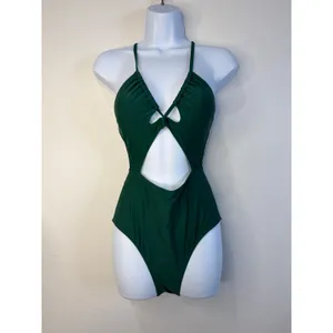 Cupshe Womens Forest Green Cutout Halter One Piece Swimsuit Size S thumbnail 3