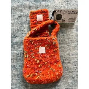Handmade Orange Multi Color Knit Handbag Orange thumbnail 4