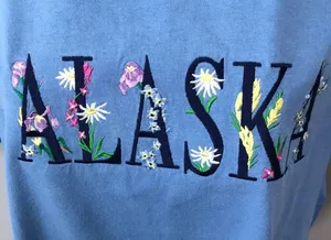 Alaska Embroidered Floral T-shirt Large Dusty Blue thumbnail 2