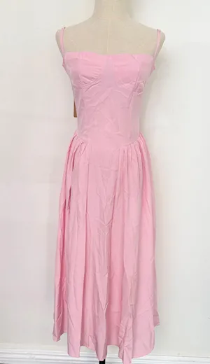 Rihoas pink corset style midi dress thumbnail 1