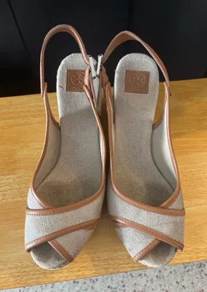 Tory Burch Majorca slingback wedge 9.5 thumbnail 1