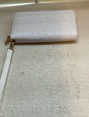 White Textured Wristlet Clutch with Detachable Strap thumbnail 1