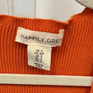 Happily Grey Women's Ribbed Square Neck Bodysuit Orange Size Small‎ Sleeveless thumbnail 5