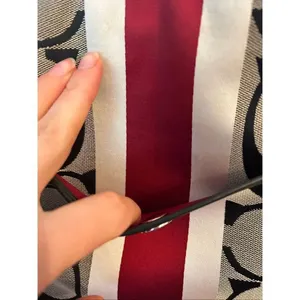 COACH Signature Hampton Stripe Purse Classic Logo Shoulder Bag Black Red White 1 thumbnail 2