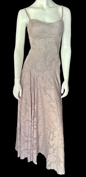 Floral Jacquard Spaghetti Strap Corset Back Maxi Dress Taupe Size 2 NWT thumbnail 1
