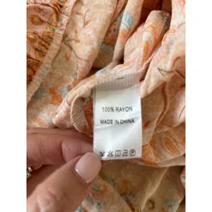 Petal + Pup womens maxi dress size 4 orange print long sleeve v neck tiered thumbnail 11