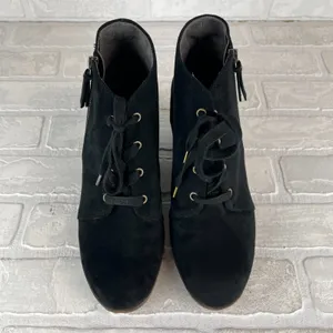 Dr Scholls Ankle Booties Womens 9 M Black Faux Suede Wedge Lace Up Zipper Nelly thumbnail 8