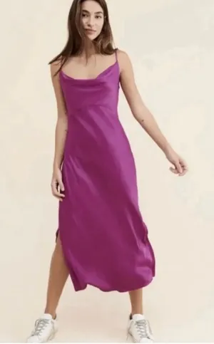 Anthropologie Satin Midi Cowl Neck Dress thumbnail 1