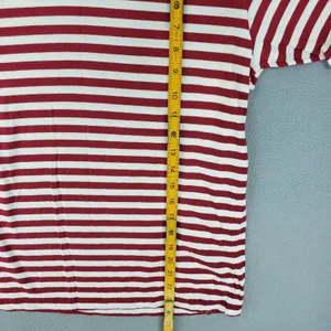 DKNY Jeans T-Shirt Women M Red White Striped Vintage 90s Made in USA Cotton Tee thumbnail 4