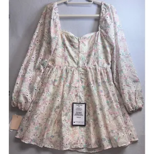 City Studios Floral Eyelet Corset Mini Dress Pastel Pink Blue XL thumbnail 4