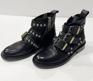 Zadig Voltaire Laureen Buckle Leather Studded Ankle Boot Black Size 36 US 5 thumbnail 1