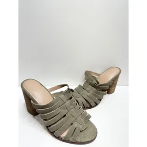 Crevo Hazelle Sage Green Suede Strappy Block Heel Mules Sandals Size 7.5‎ NEW thumbnail 2