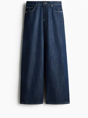 H&M Wide-Leg Jeans Denim Dark thumbnail 4