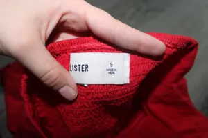 Hollister Cherry Red Pleated Halter Top thumbnail 3