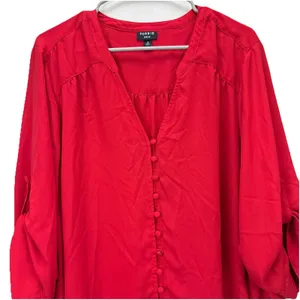 Torrid Harper Red Floral Georgette 3/4 Sleeve‎ Pullover Blouse Size 3X thumbnail 9