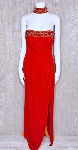 Vinatge Jessica McClintock gunne sax satan beaded sequin ball gown dress 9-10 thumbnail 1