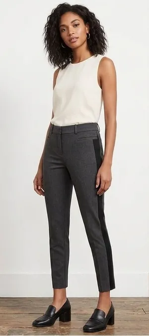 Banana Republic Sloan Slim Ankle Pants Gray Black Tuxedo Side Stripe Womens‎ 4 thumbnail 1