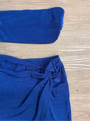 Shein Royal Blue Side-Tie Maxi Skirt Set thumbnail 2