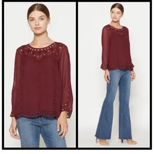 Joie Raisin Gaiane Embroidered Eyelet Blouse thumbnail 3