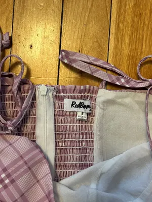 Pink plaid midi dress thumbnail 3