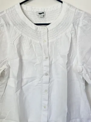 NWT J. Crew Linen Blend Short Sleeve Smock Neck Top - Size: Small thumbnail 5