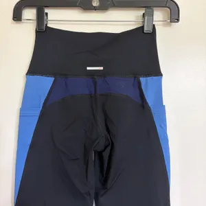 Aerie Chill Play Move High Waisted Colorblock Mesh Pocket Leggings Black Blue XS thumbnail 9