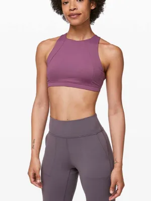 Lululemon Free To Be Serene Bra High Neck Vintage Plum / Jubilee Size 4 thumbnail 5
