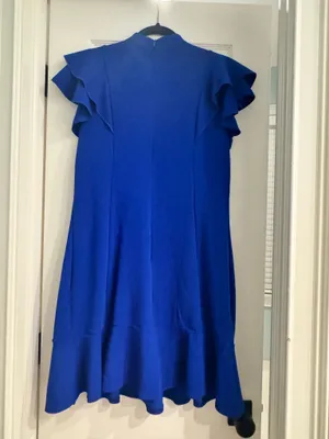 Women’s Blue Ruffle Cocktail Dress Size L thumbnail 3