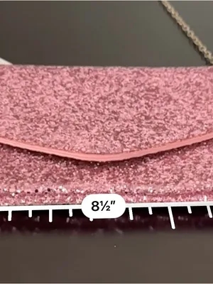 Pink Glitter Envelope Clutch with Gold Plated Chain thumbnail 6