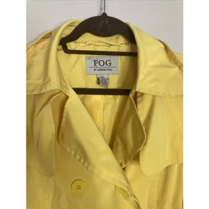 FOG by London Fog Trench Coat Double Breasted Yellow Rain Jacket Women's M thumbnail 5