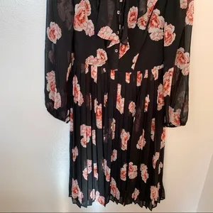 Tommy Hilfiger Women's Size 2 Floral Chiffon Dress Black Pink Floral Long Sleeve thumbnail 7
