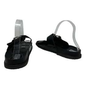 Zara Slide Sandals Buckles‎ Double Strap Faux Leather Black Size 41 US 10 thumbnail 11