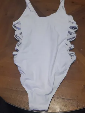Women’s White Strappy Side One-Piece Swimsuit thumbnail 4