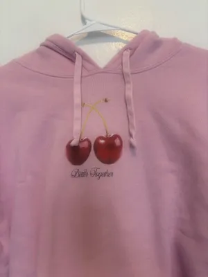 Urban Outfitters Social Project T Cherries Graphic Cropped Hoodie Medium thumbnail 3