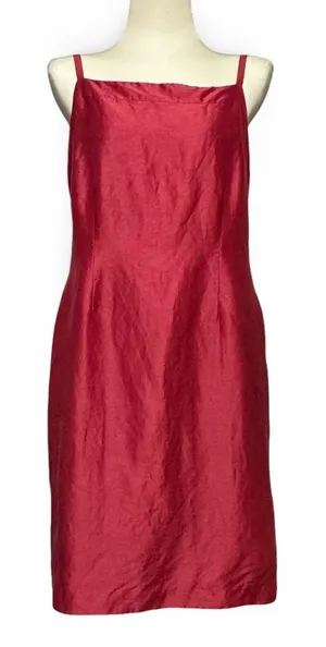Harold's Linen Silk Sleeveless Knee Length Cocktail Dress Burgundy 14 thumbnail 1