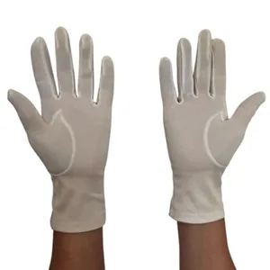 Vintage 1980s White/Ivory Unbranded Satin Beaded Floral Gloves XS S thumbnail 2
