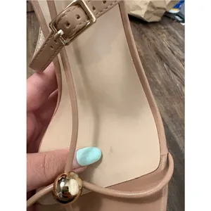 Strappy Heeled Sandals Pump 8.5 Light Tan Nude Wedding Bridal Summer Minimalist thumbnail 9