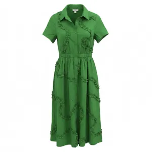 Kate Spade New York Shirt Dress green Sz XS Vibrant Autumn Vibe! pumpkin patch thumbnail 2