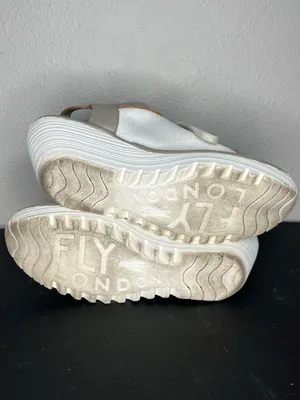 Fly London White & Solver Yedu Lace Up Peep Toe Wedge Sandals Size EU 39 thumbnail 9