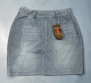 Amazon Womens Blue Denim Mini Skirt Size L Regular Solid Short Length Cotton Blend thumbnail 1