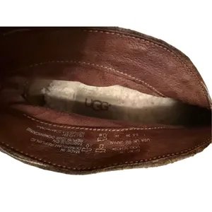 Ugg W Wright Belted Shearling‎ Lined Chestnut Leather Suede Ankle Boots Sz 7 thumbnail 9