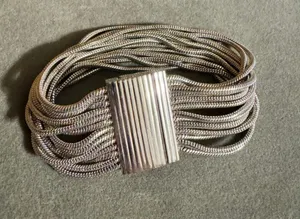 Multi strand, silver tone, magnetic closure bracelet thumbnail 1
